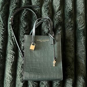 Marc Jacobs Dark Green Croc-Embossed Tote